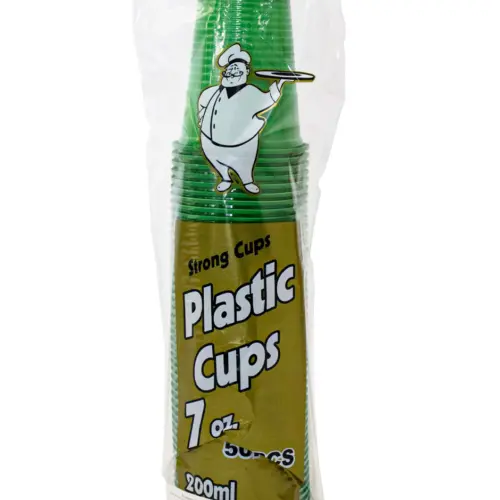 Juego de 50 vasos verdes de plástico de 200ml