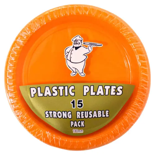 Juego de 15 platos naranja de plástico de 17.8cm