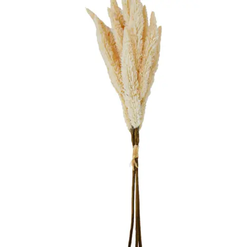 Ramo de follaje largo floqueado crema de 15x65x0.1cm