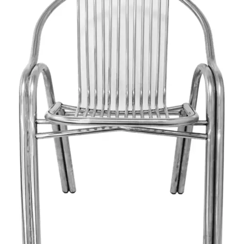 Silla de metal plateado de 46x57x83cm