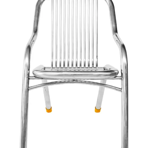 Silla de metal plateado de 46x57x83cm