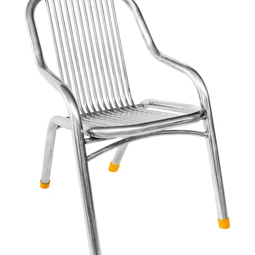 Silla de metal plateado de 46x57x83cm