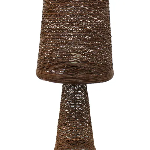 Lámpara de mesa tejida cafe de 23x23x55.5cm
