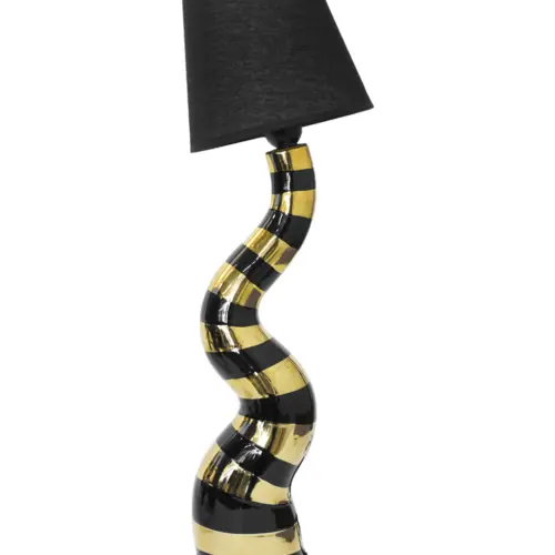 Lámpara de mesa de color negro con dorado de 18x18x60cm
