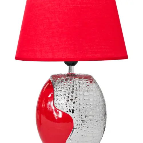 Lámpara de mesa roja con plateado de 17x27x40cm