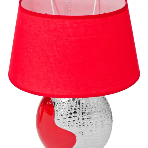 Lámpara de mesa roja con plateado de 17x27x40cm