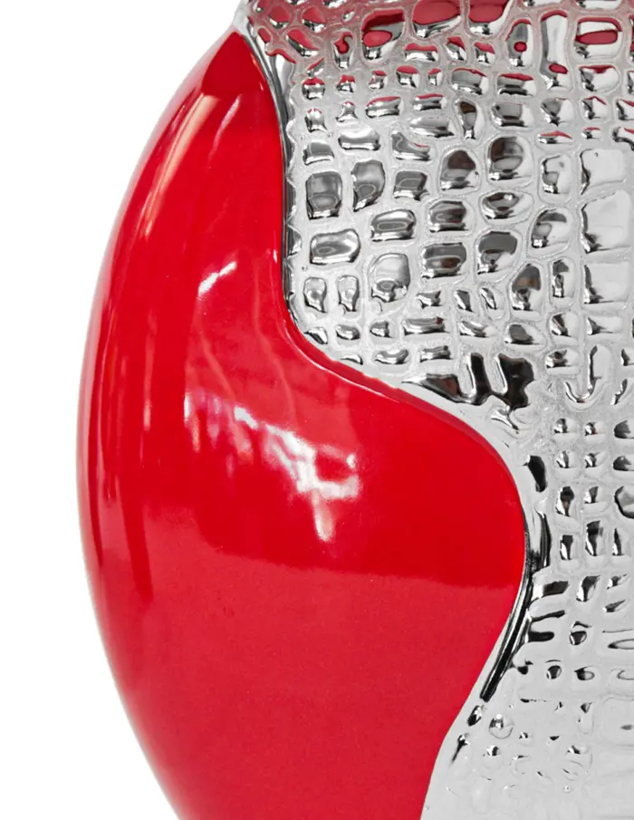 Lámpara de mesa roja con plateado de 17x27x40cm - Image 3