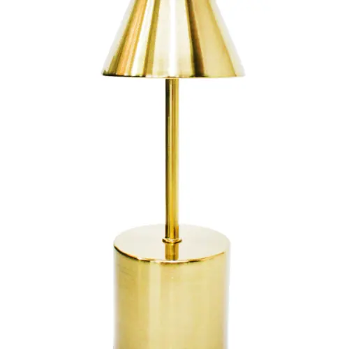 Lámpara de mesa de metal dorado (usa USB) de 9x9x25cm