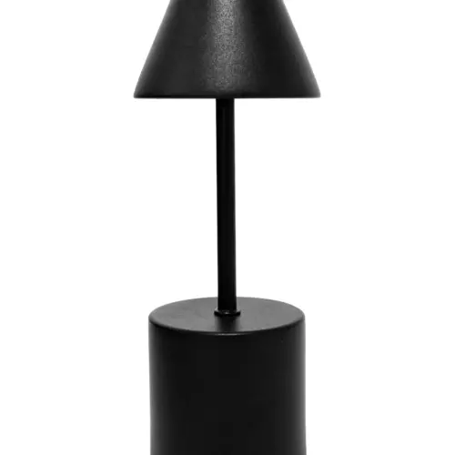 Lámpara de mesa de metal negro (usa USB) de 9x9x25cm