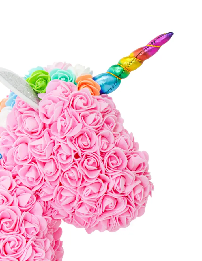 Unicornio forrado de flores rosa de 18x31x32cm - Image 4
