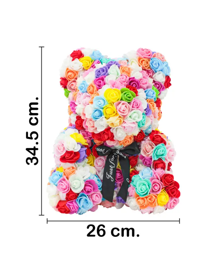 Oso forrado de flores multicolor de 26x26x34.5cm - Image 2