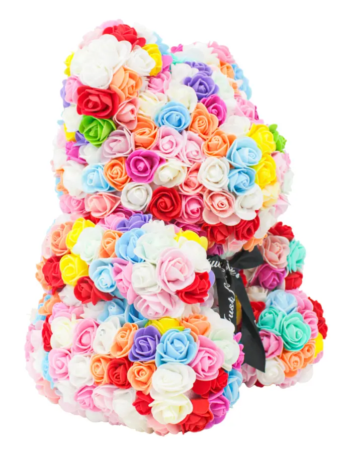 Oso forrado de flores multicolor de 26x26x34.5cm - Image 3
