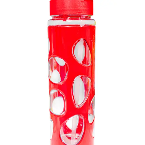Botella de plástico roja de7.3×7.3x25cm