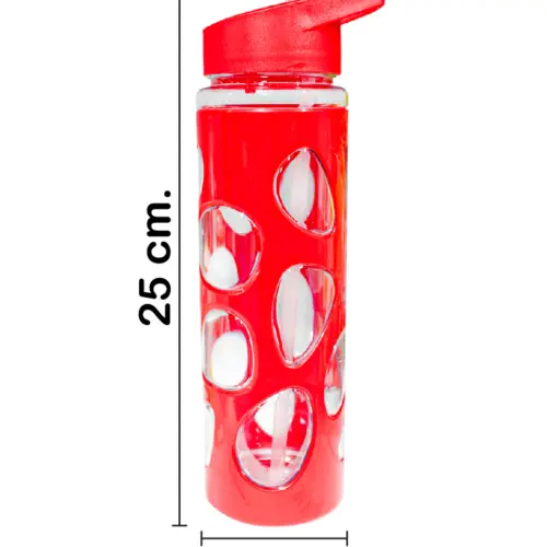 Botella de plástico roja de7.3×7.3x25cm