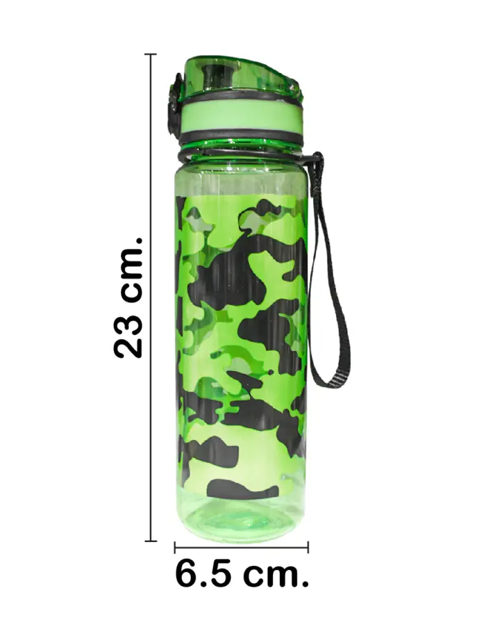 Botella de plástico estampada verde de6.5x6.5x23cm - Image 2