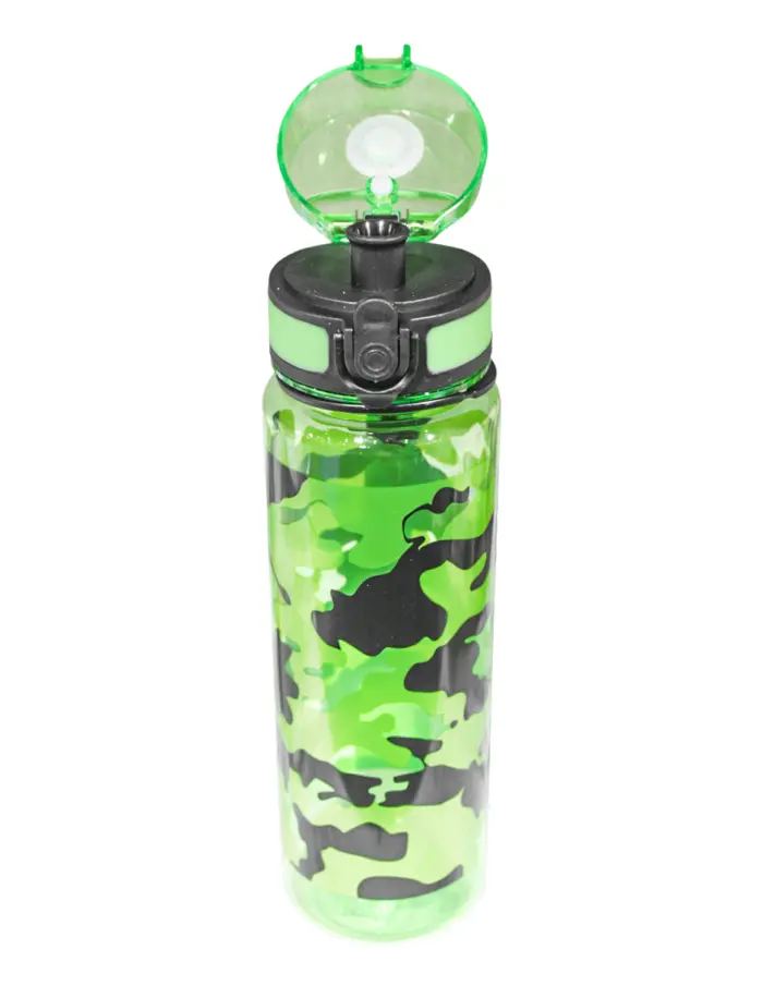 Botella de plástico estampada verde de6.5x6.5x23cm - Image 3