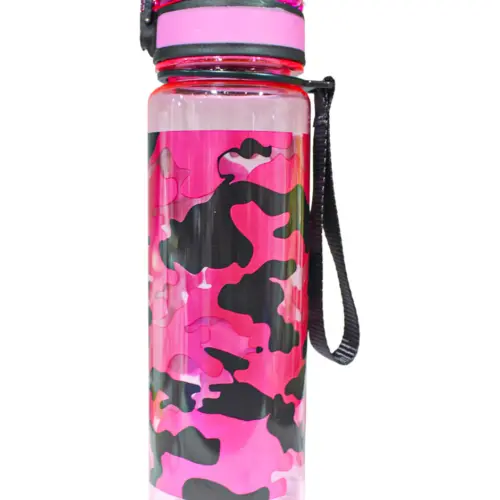 Botella de plástico estampada rosa de6.5×6.5x23cm