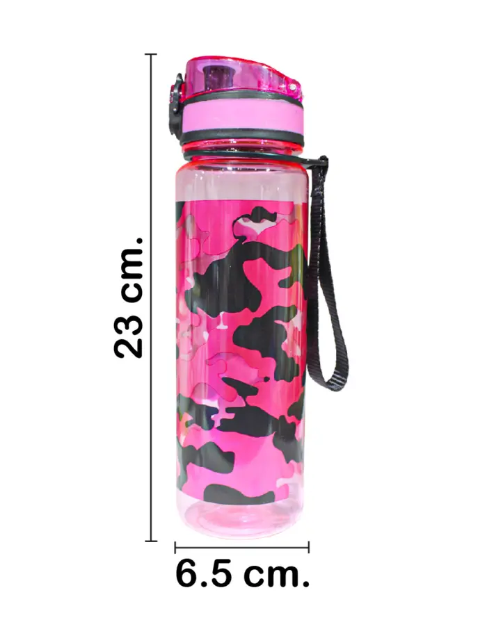 Botella de plástico estampada rosa de6.5x6.5x23cm - Image 2