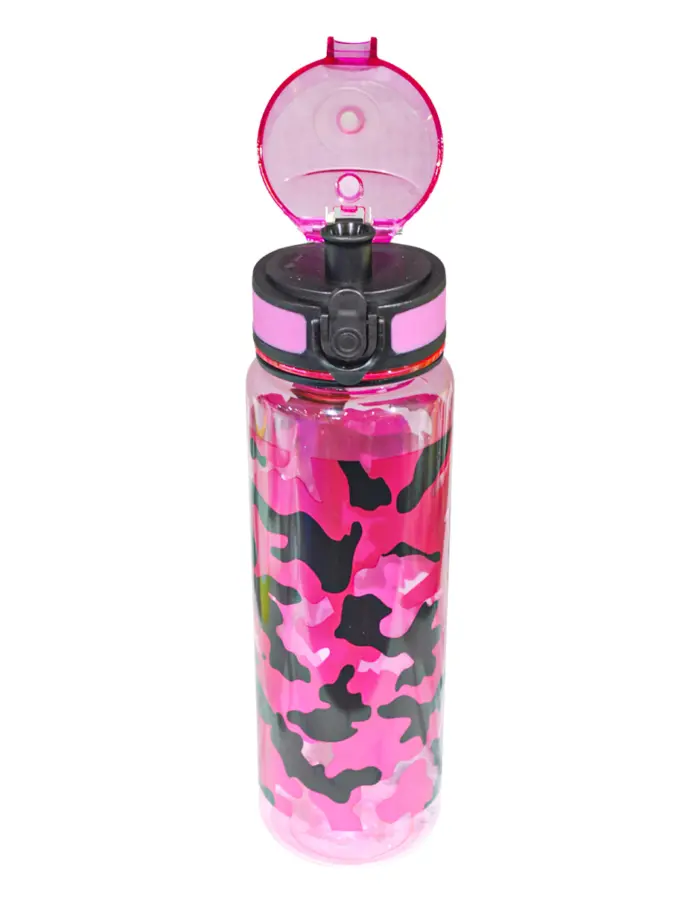 Botella de plástico estampada rosa de6.5x6.5x23cm - Image 3