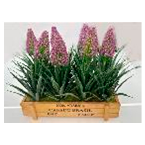 Maceta de madera con flores rosa de 9.5×22.5×20.5cm