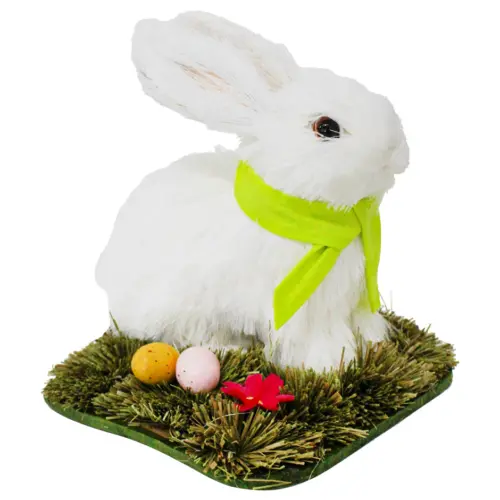 Conejo de fibras naturales con huevos de pascua de 18x17x18cm