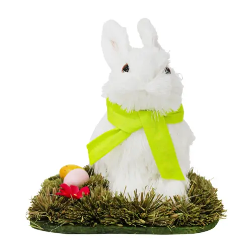 Conejo de fibras naturales con huevos de pascua de 18x17x18cm