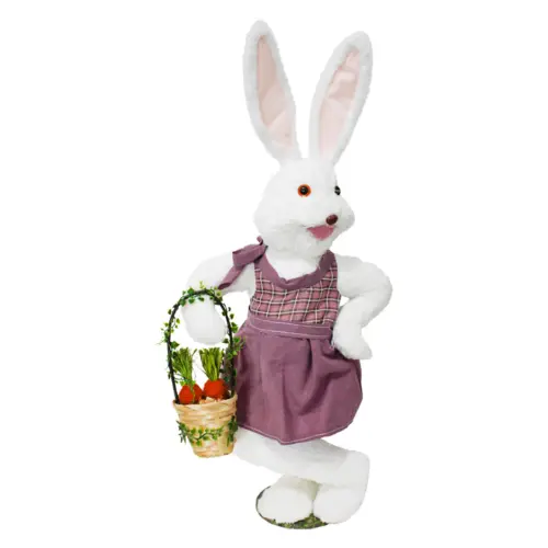 Coneja de fibras naturales con canasta de 19x12x44cm
