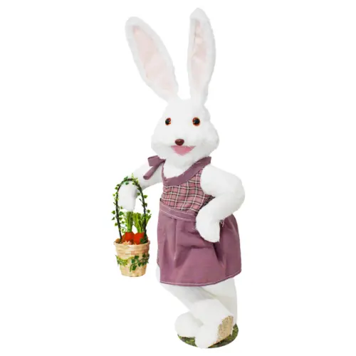 Coneja de fibras naturales con canasta de 19x12x44cm