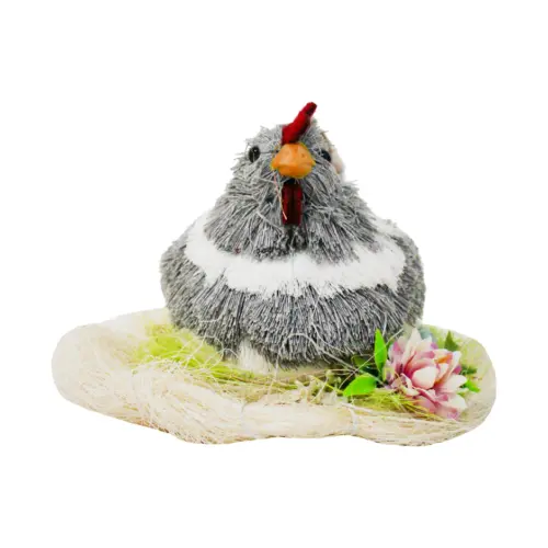 Gallina gris en nido y huevos de 25x30x21cm
