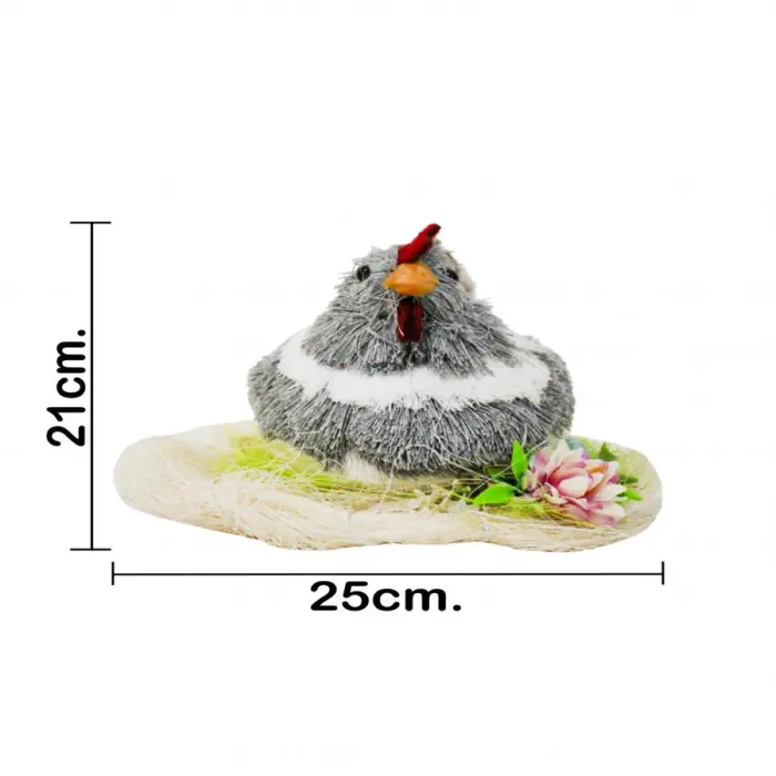 Gallina gris en nido y huevos de 25x30x21cm - Image 4