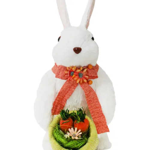 Conejo de fibras naturales con canasta de 15x24x33cm
