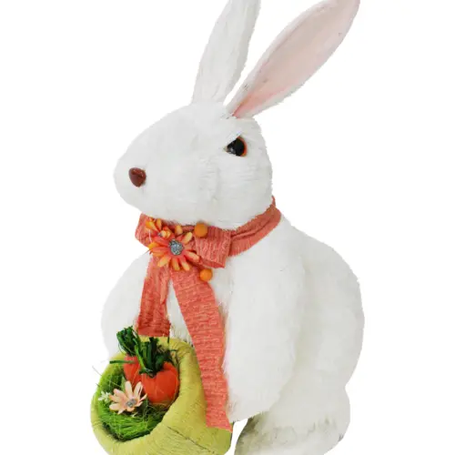 Conejo de fibras naturales con canasta de 15x24x33cm