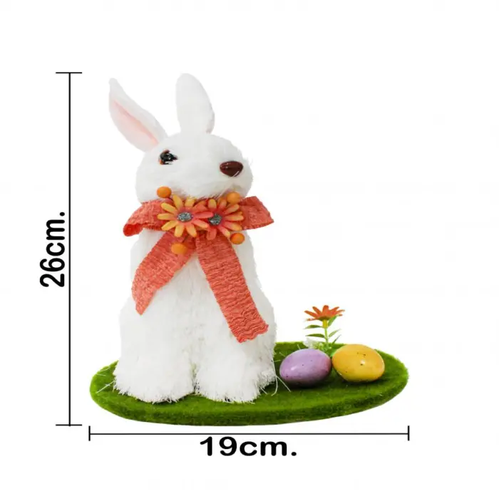 Conejo de fibras naturales con huevos de pascua de 19x17x26cm - Image 4