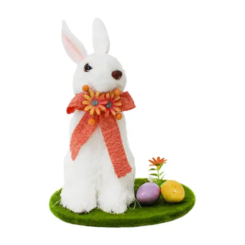 Conejo de fibras naturales con huevos de pascua de 14x11x16cm