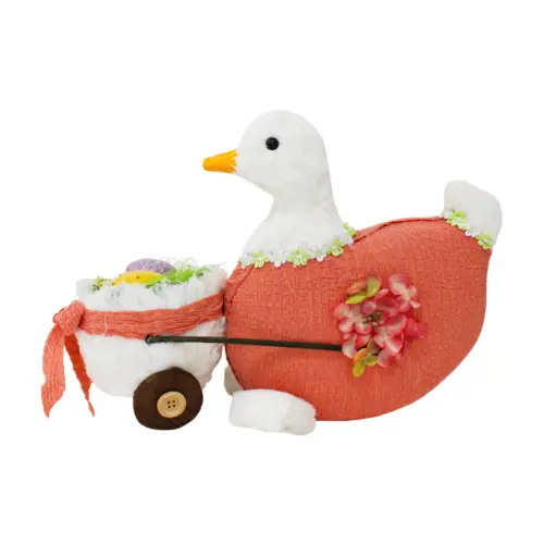 Pata vestida de naranja con carrito de huevo de 14x37x27cm