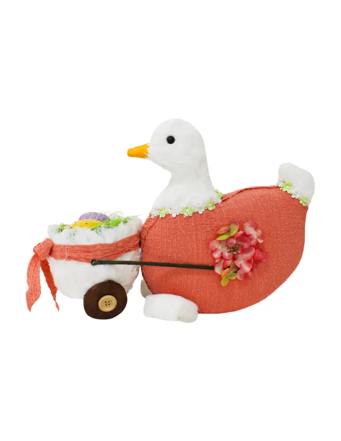 Pata vestida de naranja con carrito de huevo de 14x37x27cm - Image 2