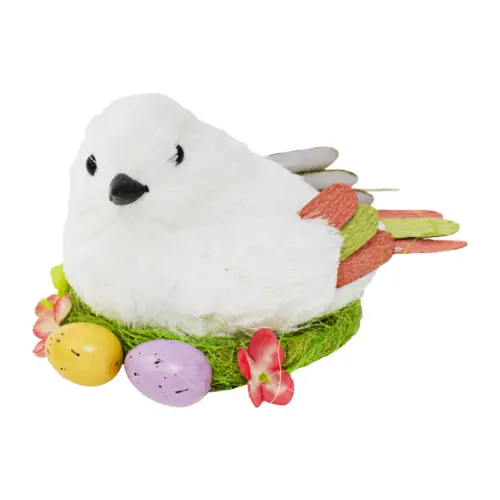 Pájaro en nido con huevos de 23x15x12cm