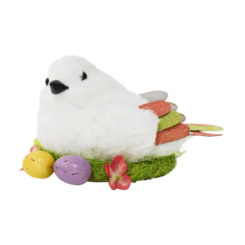Pájaro en nido con huevos de 23x15x12cm