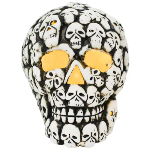 Cráneo de porcelana con luz LED (usa baterias lithium) de 17x13x13.8cm