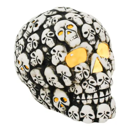 Cráneo de porcelana con luz LED (usa baterias lithium) de 17x13x13.8cm