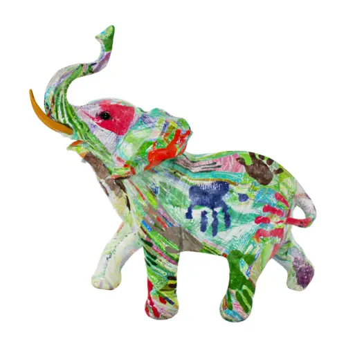 Elefante multicolor de poliresina de 30x16x31cm
