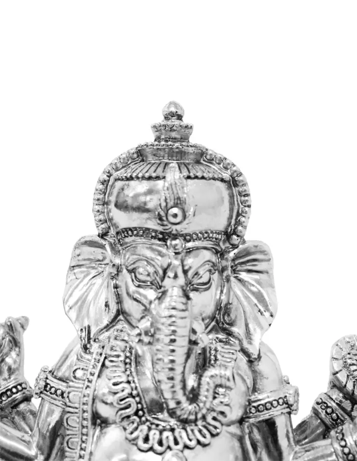 Ganesha de poliresina plateada de 13.5x8.5x17cm - Image 4