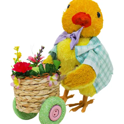 Pato con carreta y huevos de 26x12x27cm