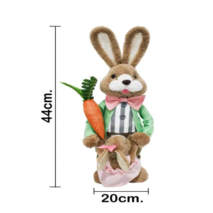 Conejo con hija con vestido de fibras naturales de 20x18x44cm - Image 4