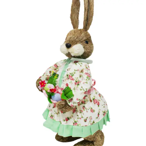 Coneja con vestido y huevos de pascua de colores de 27x28x78cm