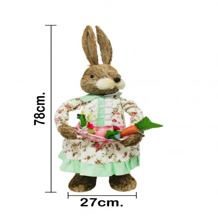 Coneja con vestido y huevos de pascua de colores de 27x28x78cm - Image 4