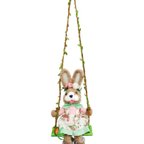 Coneja en columpio vestida de 17x15x66cm