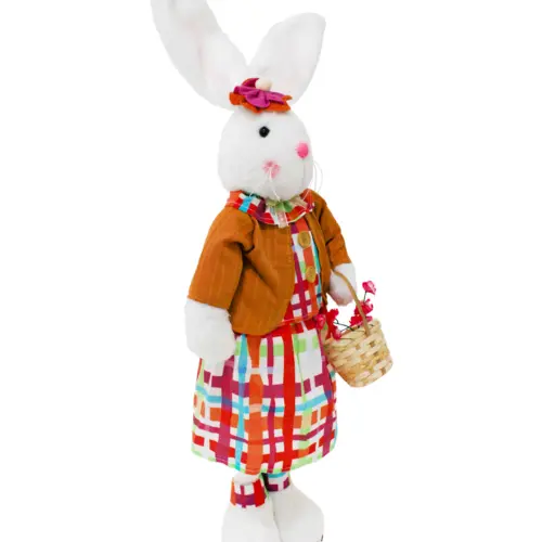 Decoración diseño señora conejo de pie con falta cuadrada de 8x17x69cm