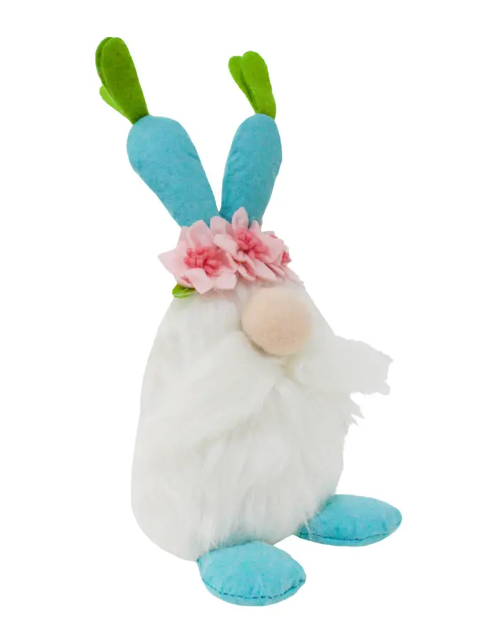 Gnomo de tela con barba blanca y sombrero de zanahorias azules de 14x14x27cm - Image 2