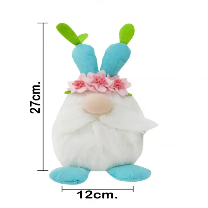 Gnomo de tela con barba blanca y sombrero de zanahorias azules de 14x14x27cm - Image 4